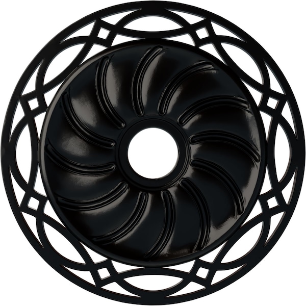 Ekena Millwork Loera Ceiling Medallion (Fits Canopies up to 6 1/4"), 26 5/8"OD x 4 1/2"ID x 1 3/8"P, Jet Black CM26LOBLF - main